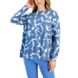 NWT ID Ideology Women's Print Active Solid Crewneck Top Blue Size 2XL $40 A526
